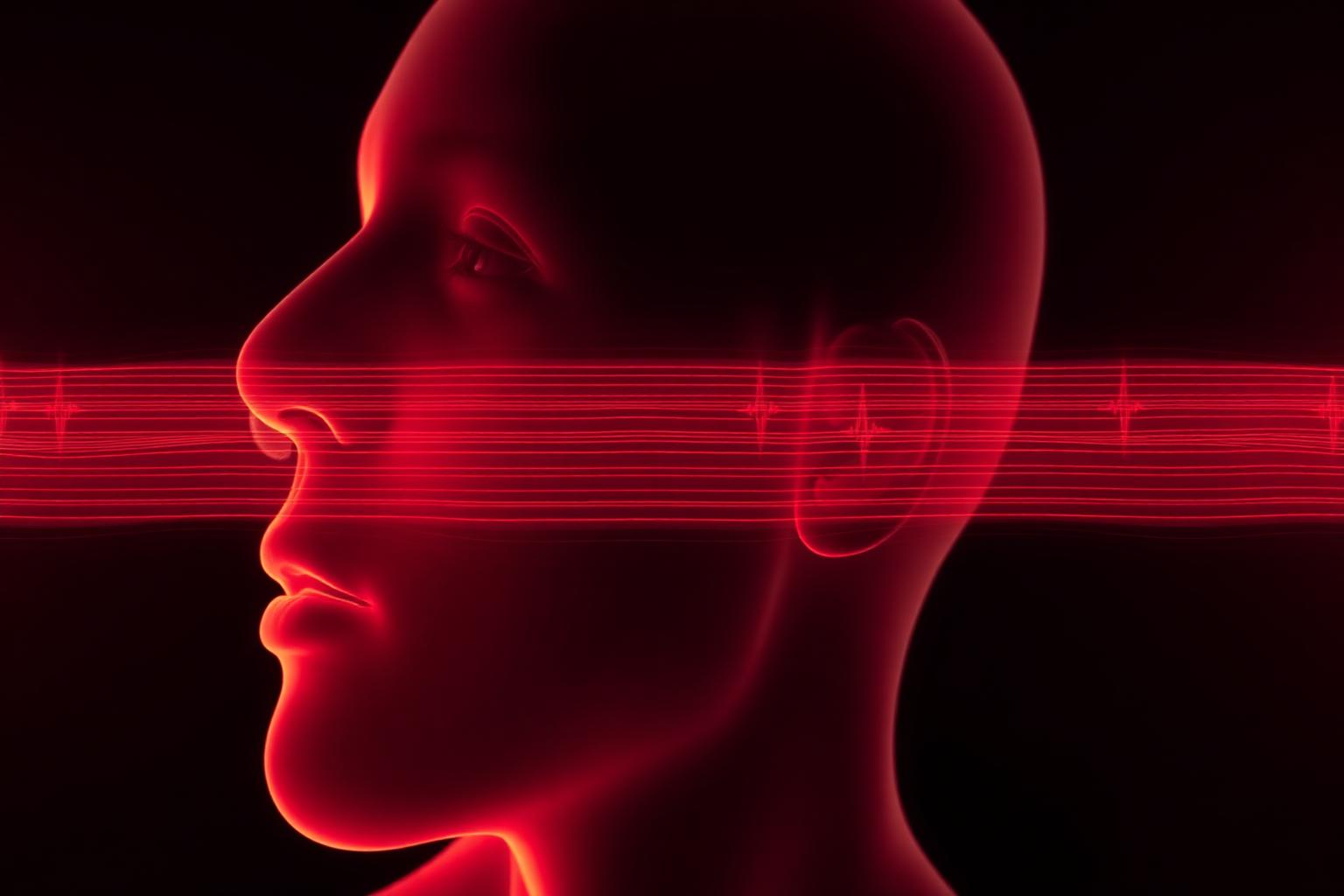 Visualización de rayos infrarrojos largos penetrando el cuerpo